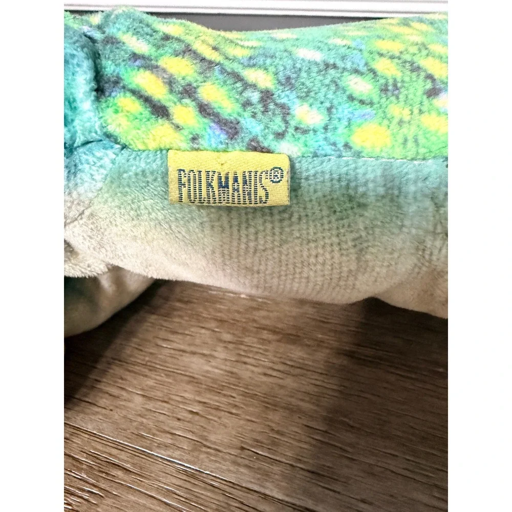 Folkmanis Collared Lizard Hand Puppet Green Yellow Blue Reptile Plush 12‎ inch